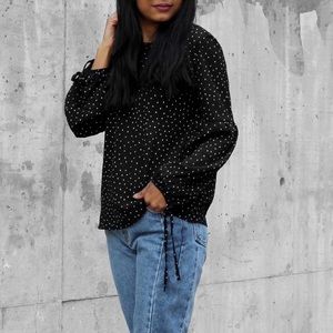 ❗️2/$20 Ardene B&W polka dot long sleeve blouse